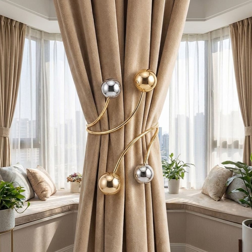 2PCS Pearl Zinc Zinc Alloy Curtain Clips Zinc Zinc Alloy Curtain Holders Modern Drapery Tiebacks Window Decor