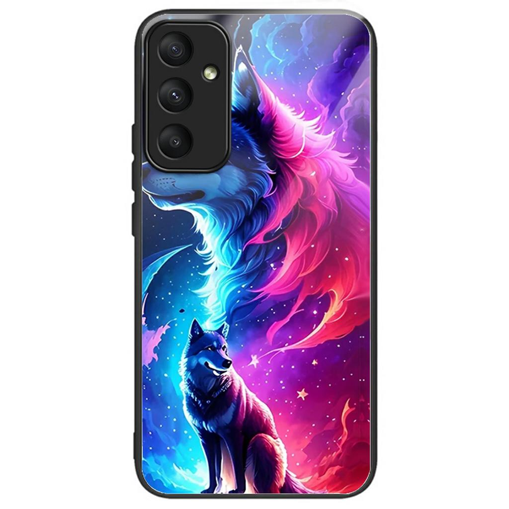 For Samsung Galaxy S24 FE Case Pattern Printing Tempered Glass TPU Drop-Proof Phone Cover
