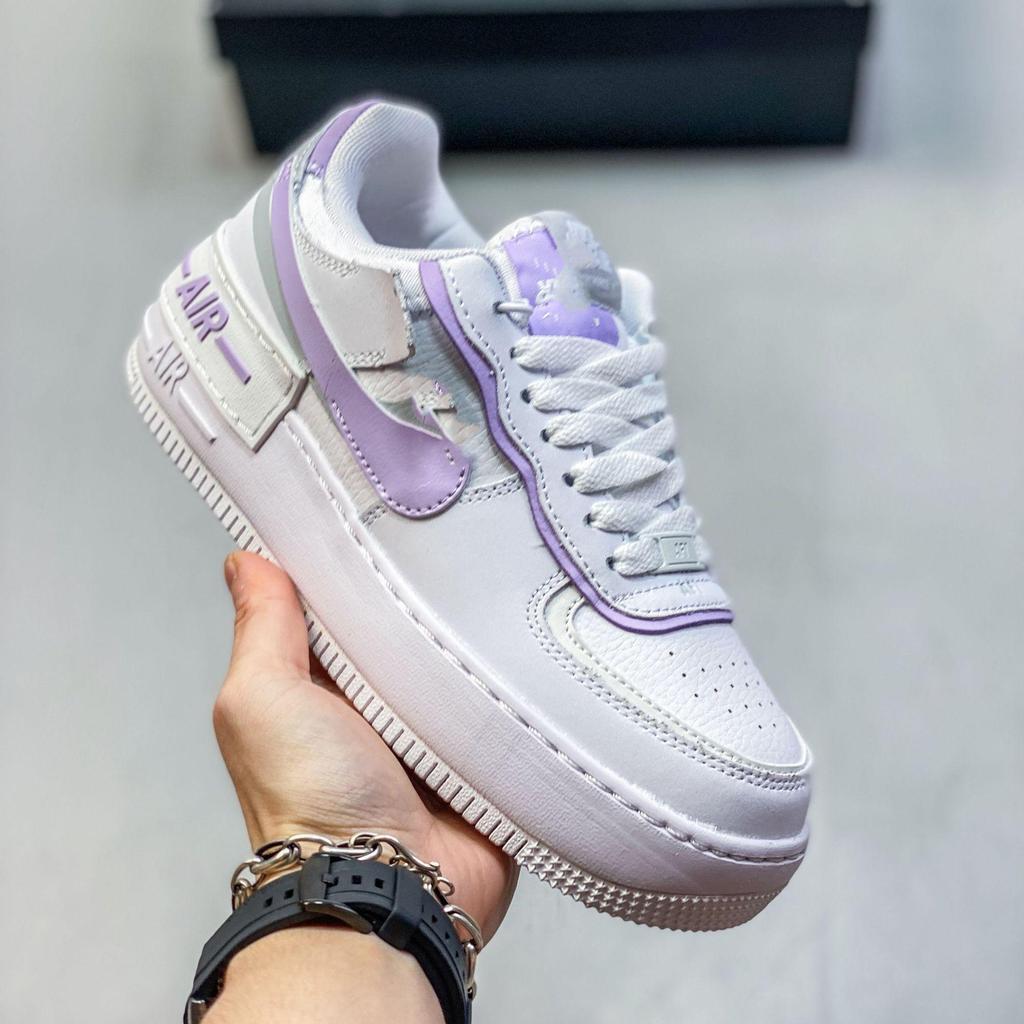 Women's AF1 Shadow Macaron Deconstructed Patchwork Sneakers - Thick Sole, Height-Enhancing, Versatile White Shoes