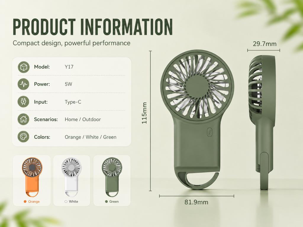 Nuovo Mini Ventilatore Portatile Pieghevole da Scrivania Ricaricabile USB Design Cartone Animato con Gancio per Alpinismo Outdoor Uso Domestico Ufficio