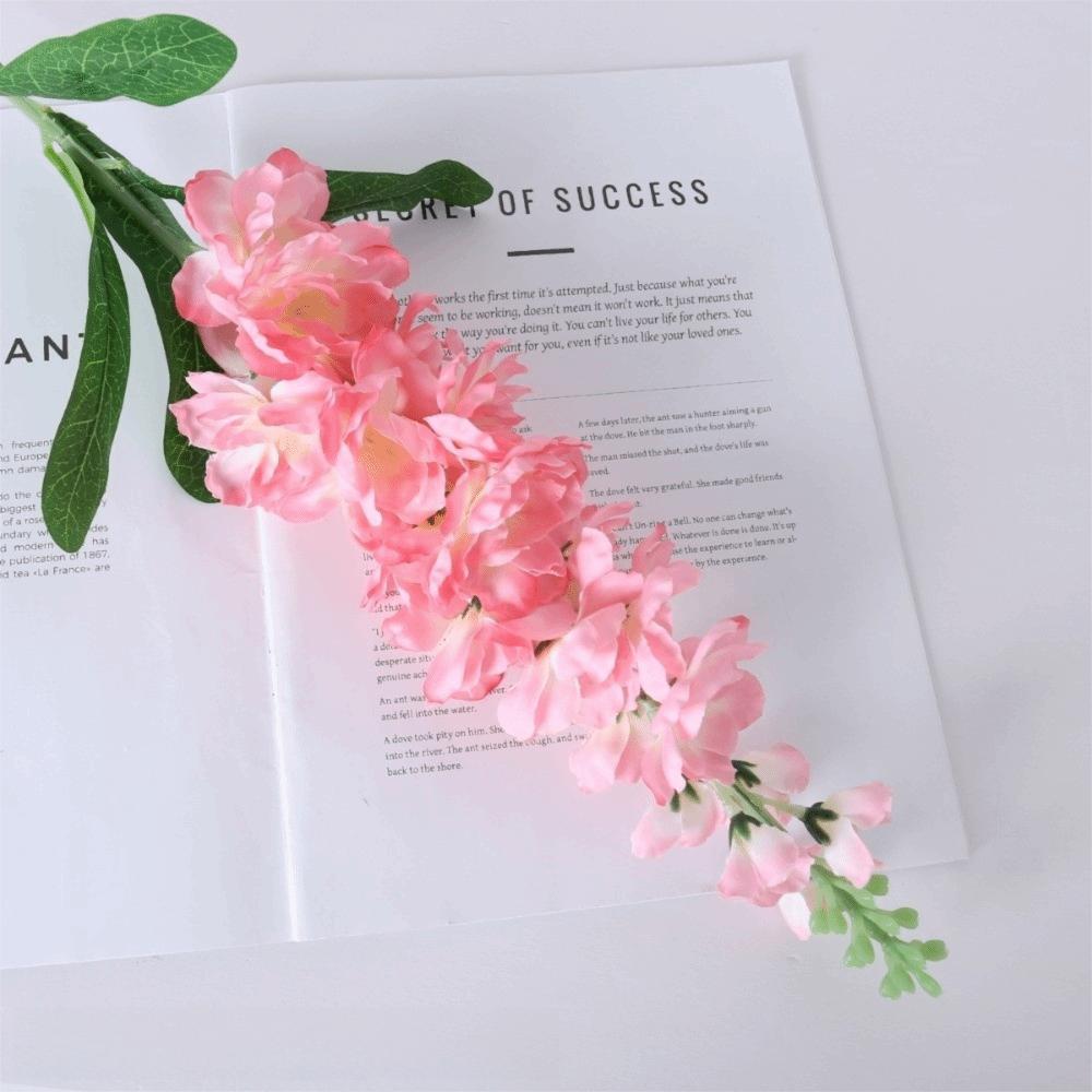 3D 85cm Artificial Violet with Leaves Long Stems Faux Larkspur Fake Bouquet Wedding