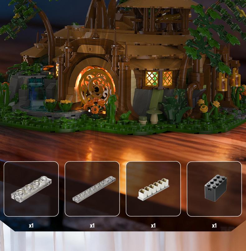 Medieval Forest Treehouse Blocks Model: Jungle Cabin Lighting Toy