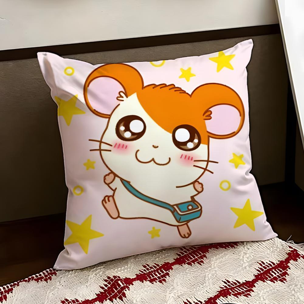 

Cute HHamtaro Cushion Cover Reversible Soft Durable Pillow Cover Home Car MultiScene Use for Daily Comfort 30X30cm