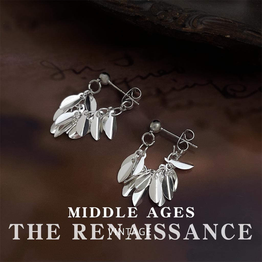 Tassel Leaf Dinner Wind Earrings Vintage Niche Design Earrings Women