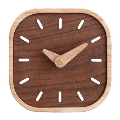 Elegants Walnuts Wood Desk Clock Small Table Bedsides Clock for Home Study Room Decoration