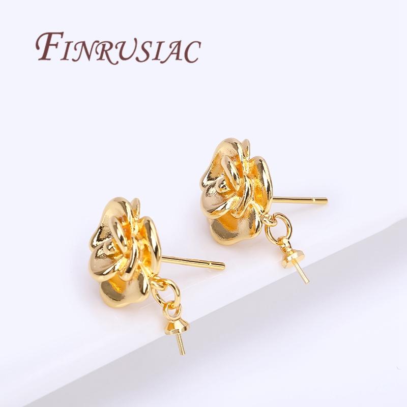 Orecchini a Perno Placcati Oro 18K Reale Basi per Perni con Supporto per Ciondolo a Perla Accessori per la Creazione di Orecchini Fai da Te