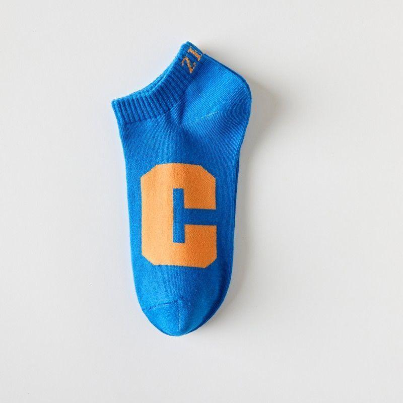 Men's and Women's Short Socks, Summer Thin, Breathable and Trendy Black and White Lettered Boat Socks, Low-top Shallow-mouth Boat Socks