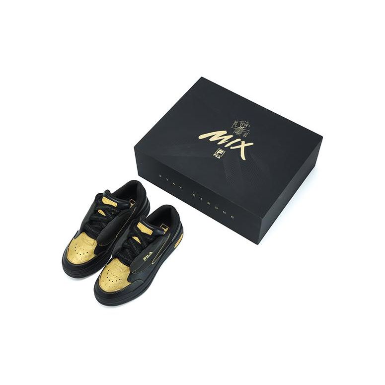 FILA Mix Fashion Sports Low-Top Skate Shoes Men Sneakers Black Gold F12M321205FBK