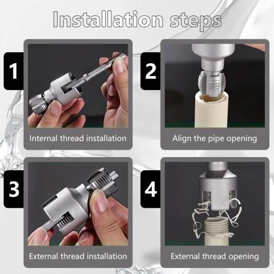 Instrument de tăiat filete pentru țevi metalice pentru țevi PVC cu design dublu funcțional și capete de filetare