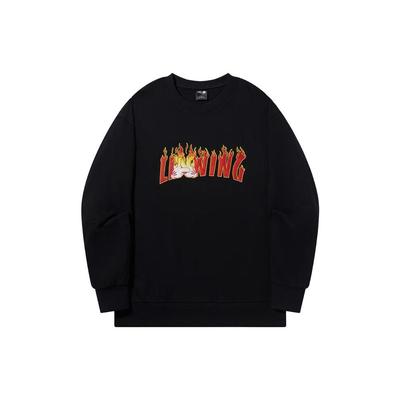 Li Ning X OG Slick Letter Print Pullover Crewneck Sweatshirt Unisex Sweatshirt Black AWDT727-1