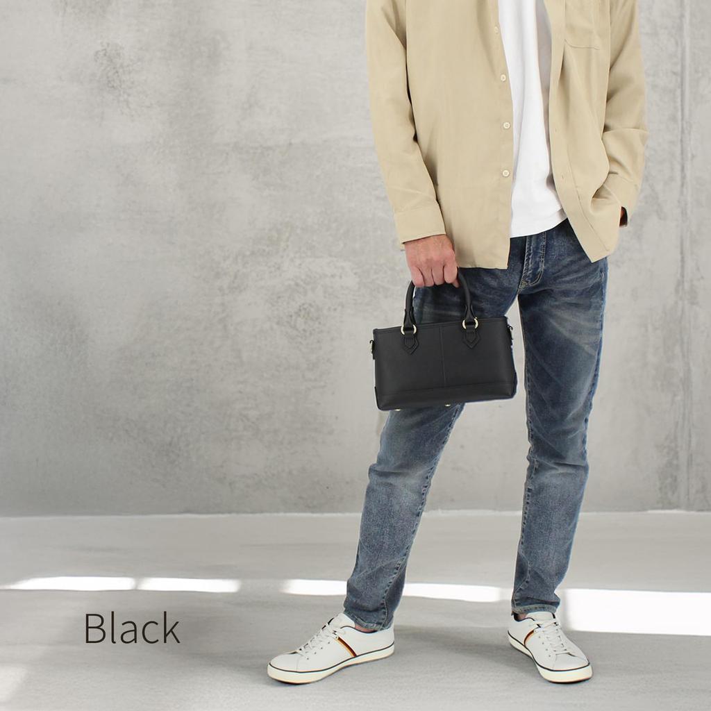 DARGREE Men's Mini Tote Bag, Small, Genuine Leather, Zippered, Handbag, Shoulder Bag, Mini Bag, Freestanding, Black