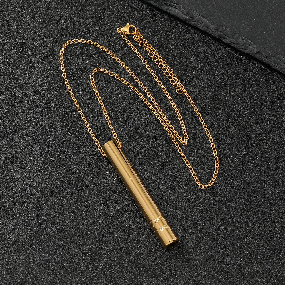 Crossline Whistle Pendants Mindfulness Meditation Necklace For Women Men Stainless Steel Breathable Stress Relieving Jewelry