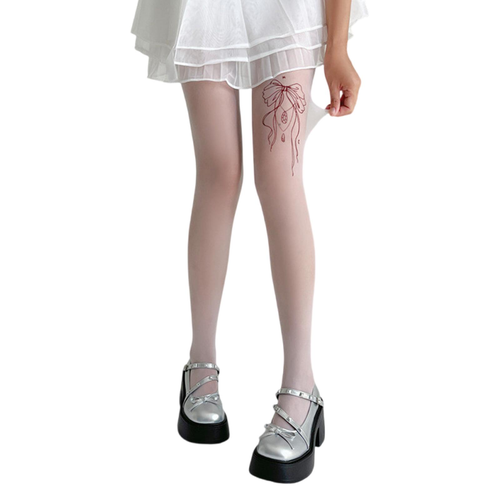 Patterned Tights for Women High Waist Pantyhose Sheer Tights Pantyhose Thigh High Stockings Hosiery Gifts белый
