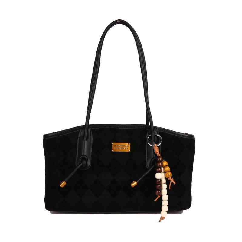 

2025 Ретро Замшевая Женская Универсальная Матовая Сумка - Компактная Осенне-Зимняя Наплечная Сумка-Тоут Without Charm чёрный