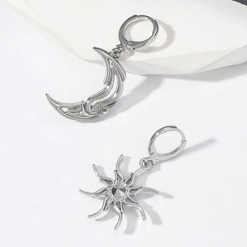 Stainless Steel Earrings Bohemian Sun Moon Totem Pendant New Senior Statement Temperament Dangle Earrings For Women Jewelry Gift
