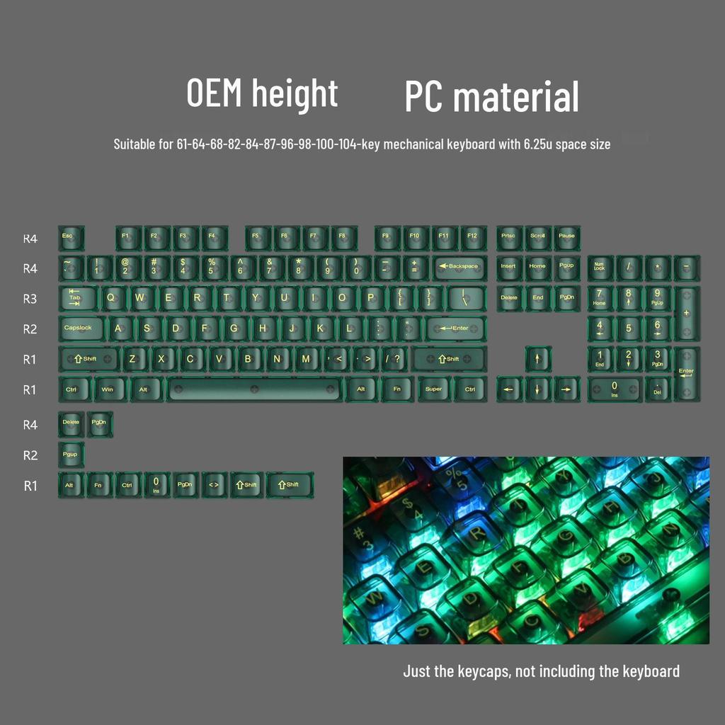 Teclas para teclado mecánico Lofree PC 75/98: juego de teclas negras totalmente transparentes