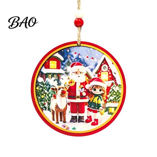 Rustic Xmas Tree Pendants Christmas Wooden Hanging Sign with Hemp Rope, Holiday Wall Decor Indoor for Home Party Decoration, Solid Wood Festive