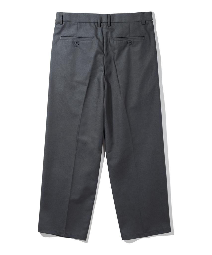 BAKKEN Side Hidden Elastic Two-Pleated Wide Slacks Pants Bk8901_Charcoal