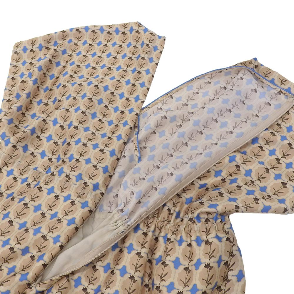 BALLSEY Excellent Condition Colchicum Print Casual Dress, Women's, Beige, Blue, Size 36 Dress 36 Beige / blueUsed