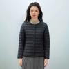 Women's new national standard 90 fleece new solid color women's clothing round neck V neck simple long sleeve down jacket