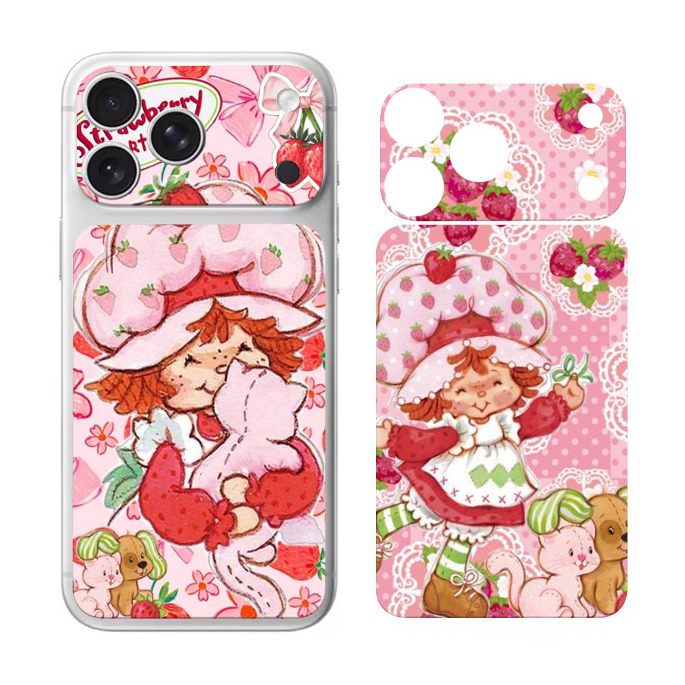 Animated S-Strawberry S-Shortcake For IPhone 17 Pro 17 Pro Max Rear Skin Wrap Decal Protective Sticker