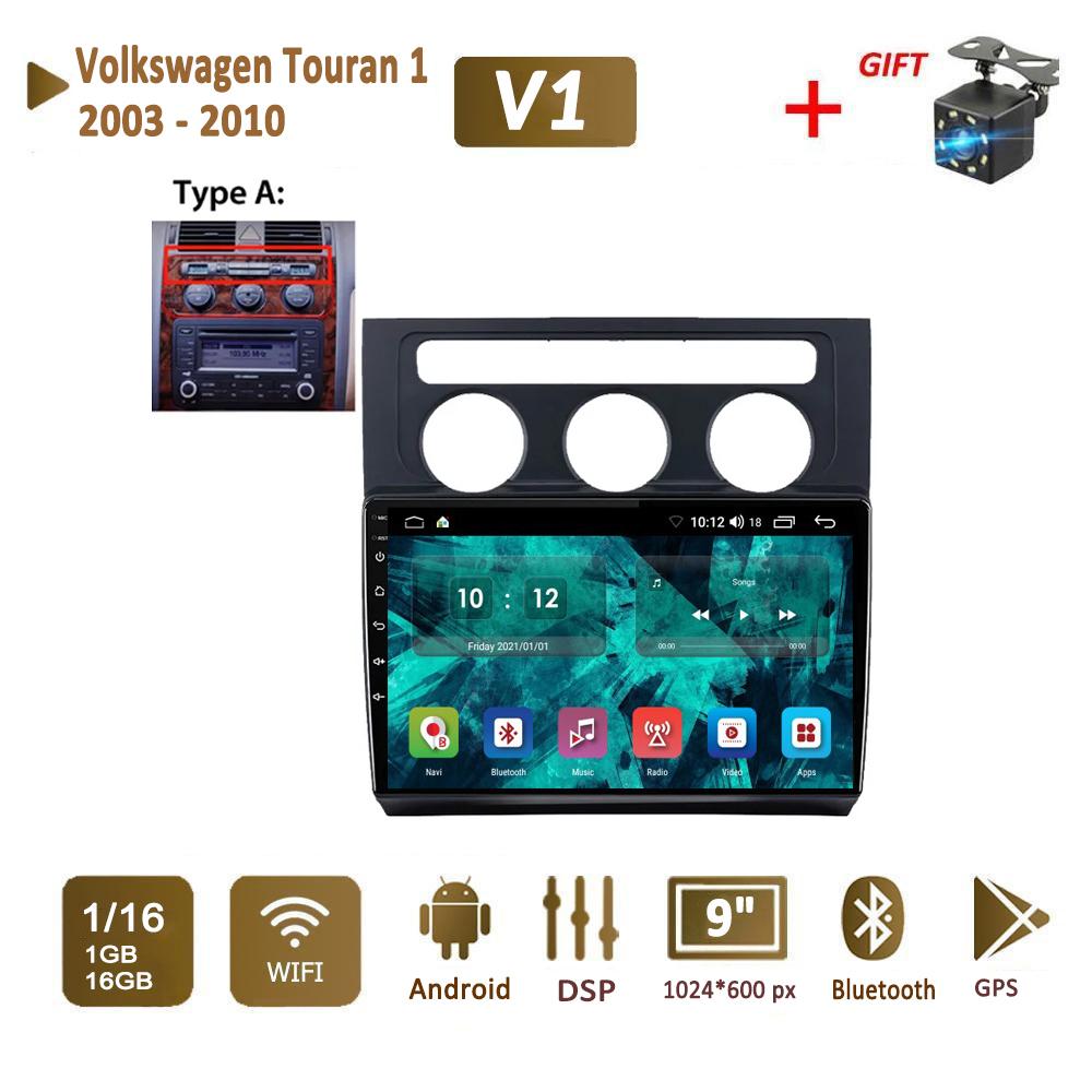 

Android 2 Din автомобильный радиоприемник мультимедийный видеоплеер для Volkswagen Touran 1 2003-2010 навигация GPS WIFI головное устройство 1 + 16 ГБ