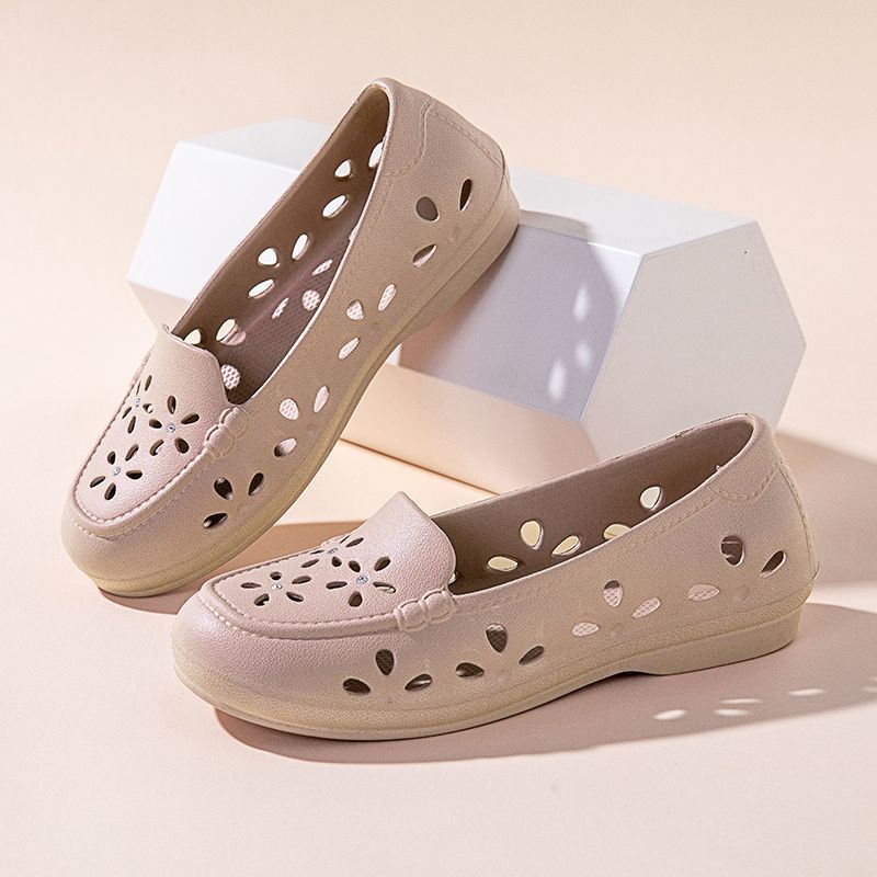 Breathable One Foot Perforated Women's Summer Toe Cap Anti Slip Single Shoe Mesh Sandals