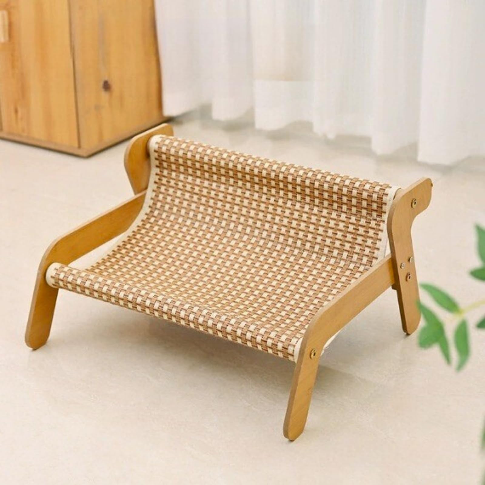 

GIIPET Гамак-лежанка для кошек из прочного дерева, доступный из ротанга или пеньки, прохладный диван для и легко снимаемый и чистящийся. Ротанг Летний, дышащий,