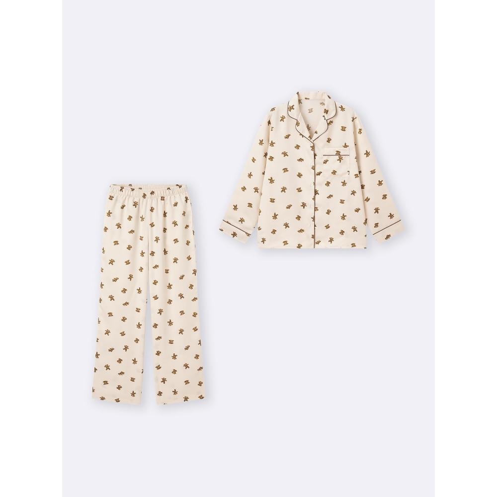 Gu By Uniqlo Satin Pajama  Long Sleeve   Long Pants   Bear 