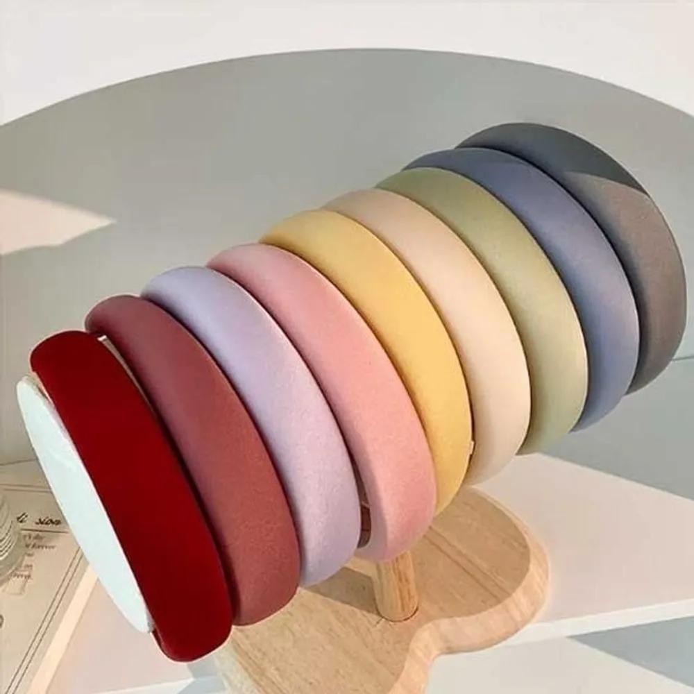 Celebrity hairband, thick wide headband, satin idol hairband green