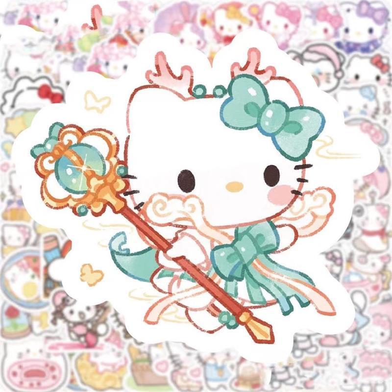 100 Stickers/Bag Cute Hello Kitty Stickers Sealing Sticker Phone Laptop Suitcase Waterproof Decorated Stickers Children Toy Gift