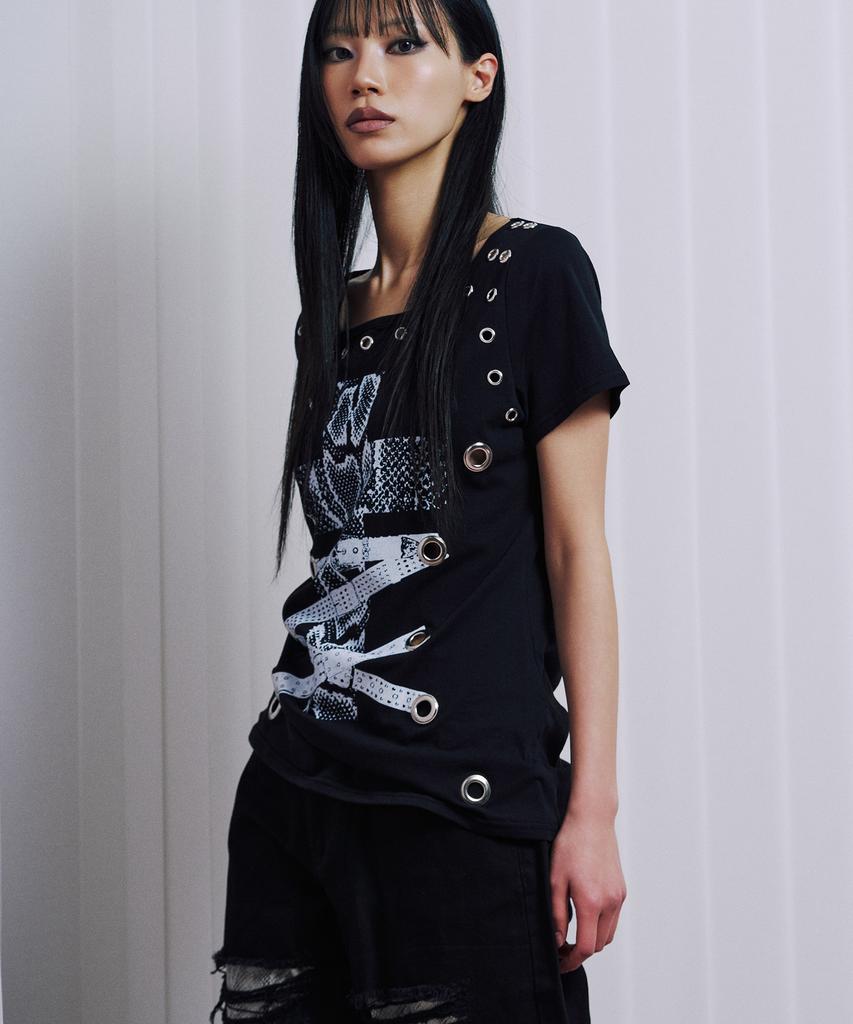 ILLIO Black Eyelet T-Shirts