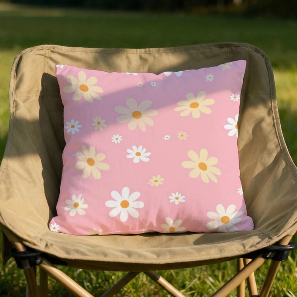 Romantic Daisy Print Spring Cushion Cover Soft Reversible  Durable Pillow Cover  MultiScene Use for Home  Car Daily Comfort