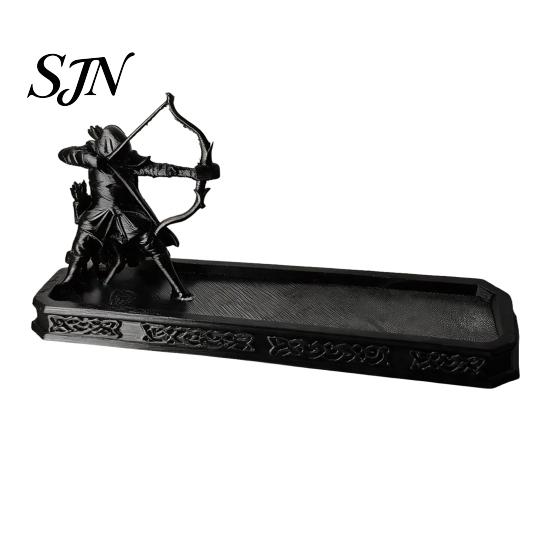 Desktop Statue for Incense Holder with Catch Tray, Archer Warrior Figurine Burner, 3D Printed Handcrafted Home Fragrance Accessory Decorative
