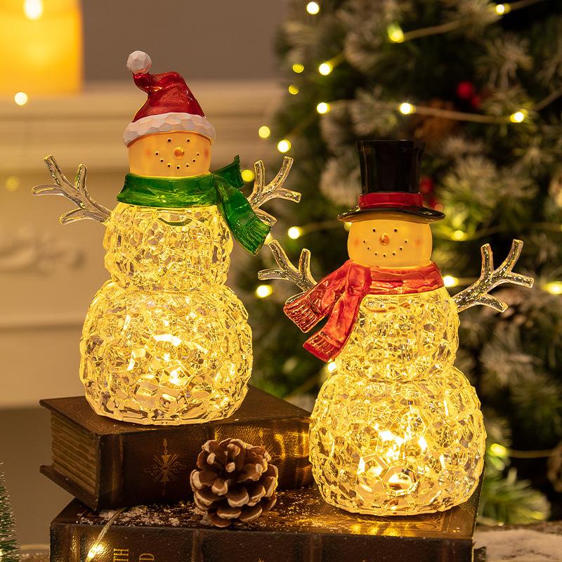 New Christmas decorations snowman night light glowing snowman desktop ornaments Christmas gift decoration