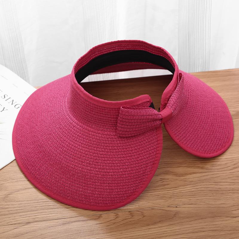 Summer Straw Hat For Women Foldable Wide Large Brim Bowknot Visors Hat Travel Sun Hat Chapeau Femme Beach UV Protection Caps