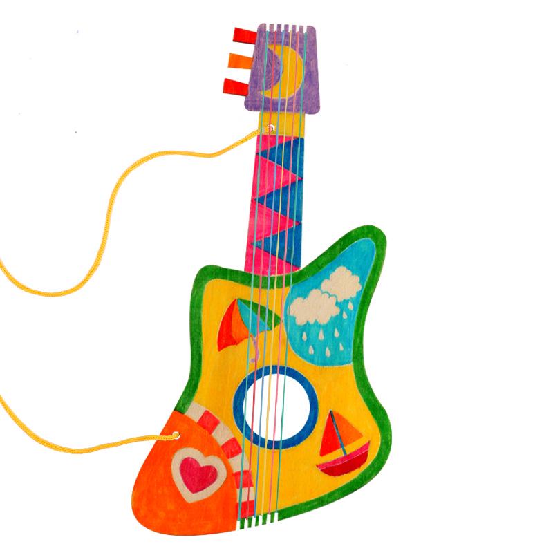 Handgefertigte Holz Kinder DIY Malerei Kritzel Gitarre Schmuck und Musikinstrument für den Kindergarten
