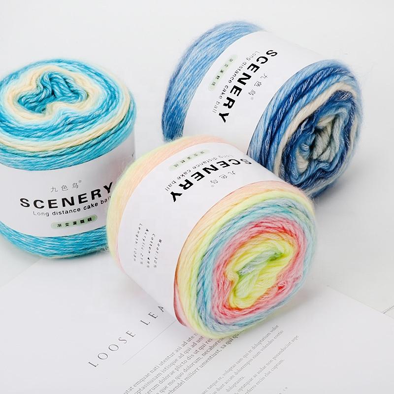 Section Dyed Rainbow Cake Color Gradient Hand-woven DIY Wool/Acrylic Blended Yarn for Clothing Scarf Hat
