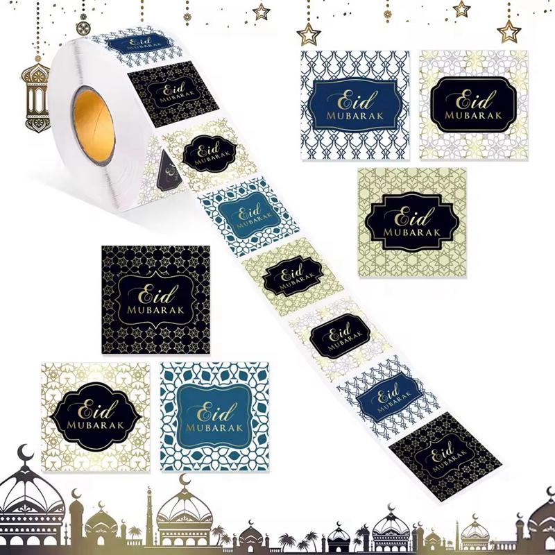 

500Pcs 3.8cm EID Mubarak Stickers Gift Bag Candy Box Seal Labels 2026 Ramadan Islamic Muslim Party DIY Decoration Paper Sticker