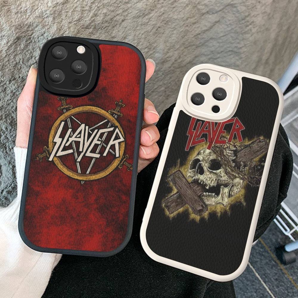 1pc Heavy Metal S-slayer Band Phone Case Hard Leather For IPhone 16 15 14 13 12 Mini 11 14 Pro Max Xs X Xr 7 8 Plus Fundas