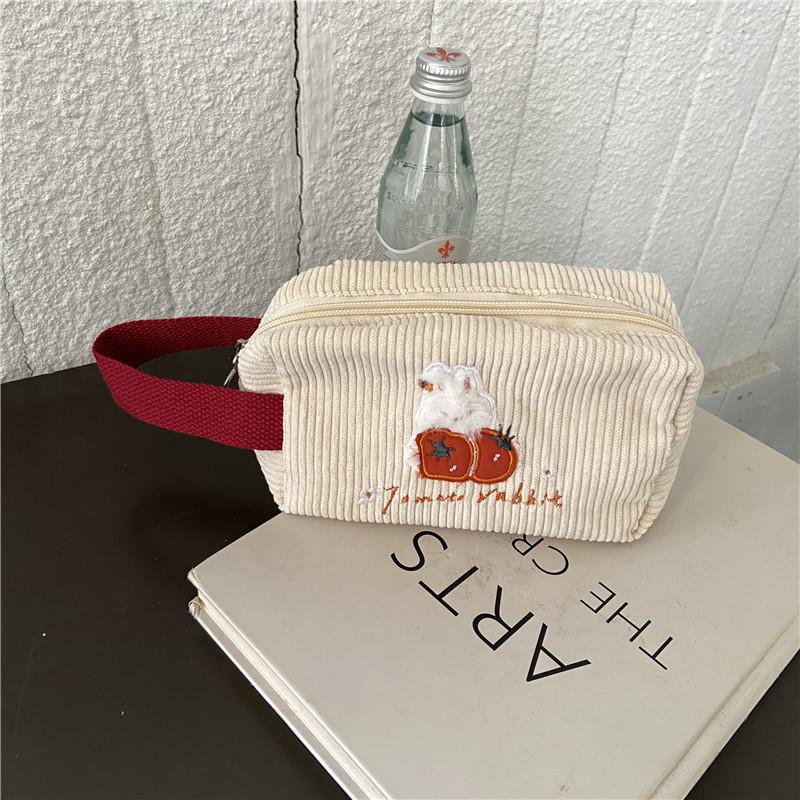 Embroidered Flower Lovely Rabbit Makeup Bag Travel Pouch Cosmetic Storage Bag