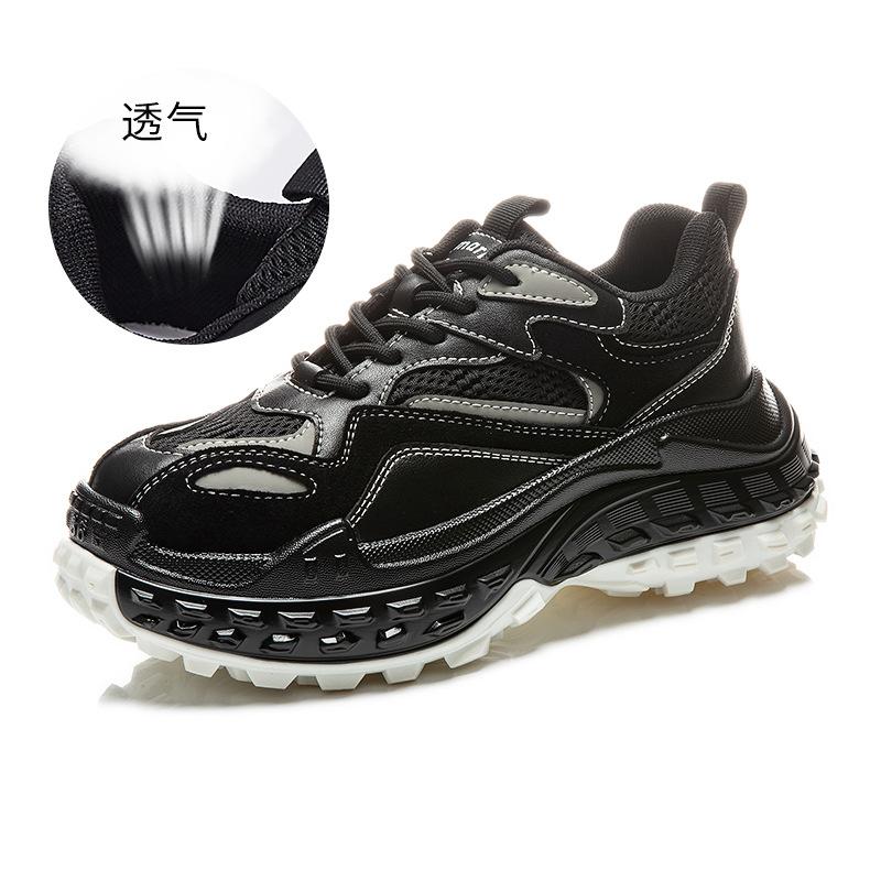 Suction film sole leather women's shoes 2025 spring new versatile platform sneakers women's casual high-value dad shoes women