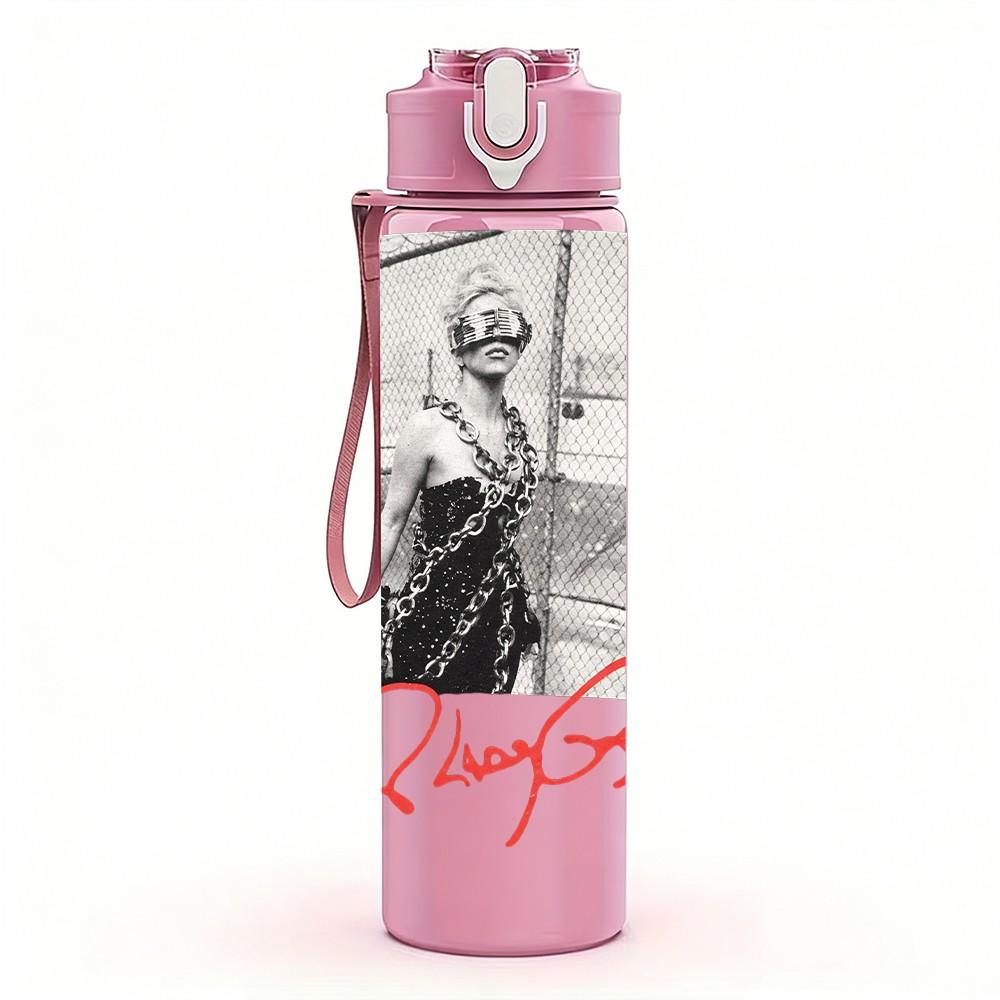 1PC Female Portrait 750ml Sports Water Bottle Leakproof Straw Lid Outdoor Office Home