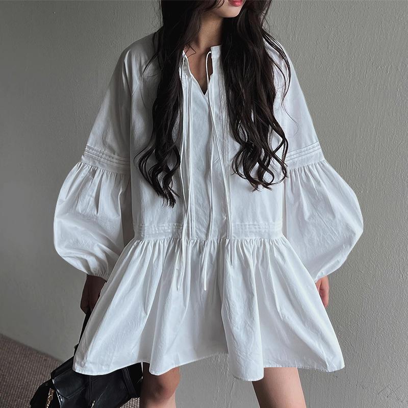 

ZANZEA Женские винтажные платья-фонарики с круглым вырезом и полосатым узором с длинным рукавом L