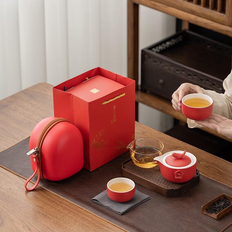 Auspicious Portable Ceramic Tea Set