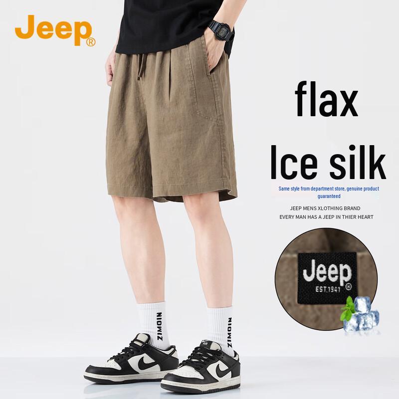 JEEP Men s 100% Linen Summer Casual Shorts L