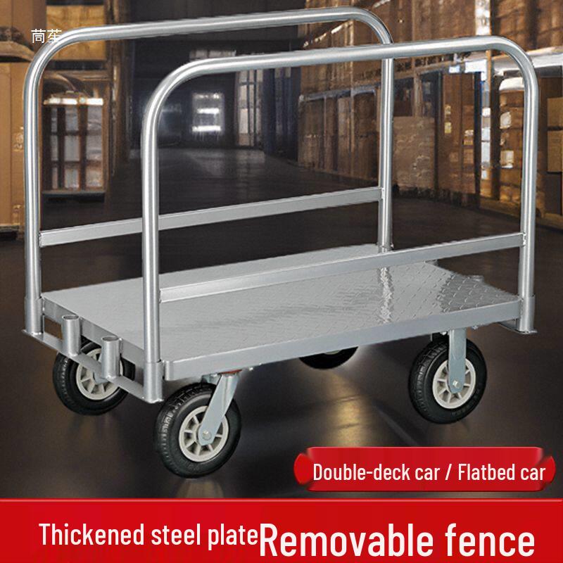 Durable Double Rail Fabric Unloading Trolley - Flatbed Cart & Small Cargo Trailer