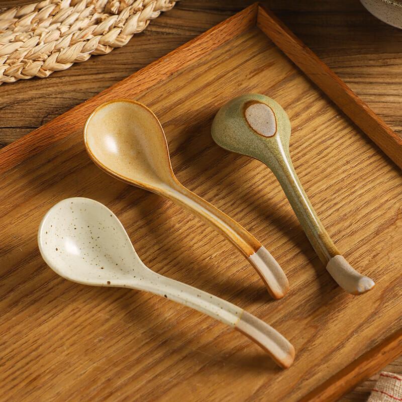 Glazed Ceramic Japanese Style Soup Spoon