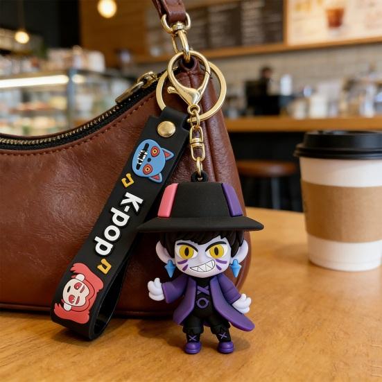 Keychain Pendant Cartoon Anime Design with Metal Lobster Silicone Keychain Clasp Wrist Strap Idol Group Keychain