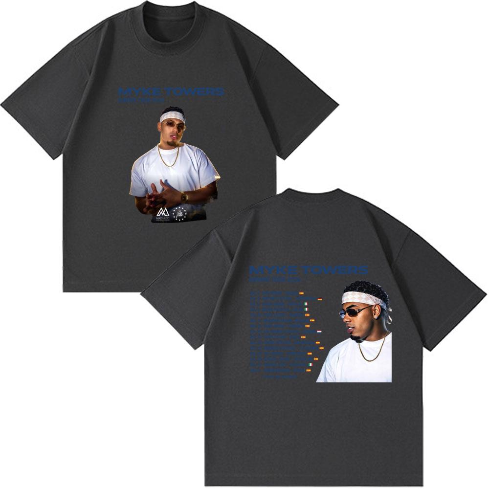 Rapper Myke Towers Europe Tour Date 2026 Tshirt Unisex Women Fashion Streetwear Hip Hop Tee Tops Casual Cotton Short Sleeve T-shirt